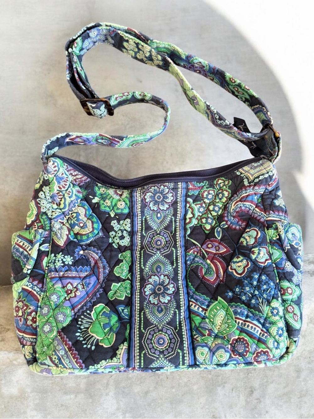 Vera Bradley Windsor Retired Y2K Quilted Blue Paisley Crossbody Bag Vintage - Picture 1 of 5